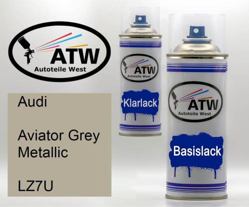 Audi, Aviator Grey Metallic, LZ7U: 400ml Sprühdose + 400ml Klarlack - Set, von ATW Autoteile West.